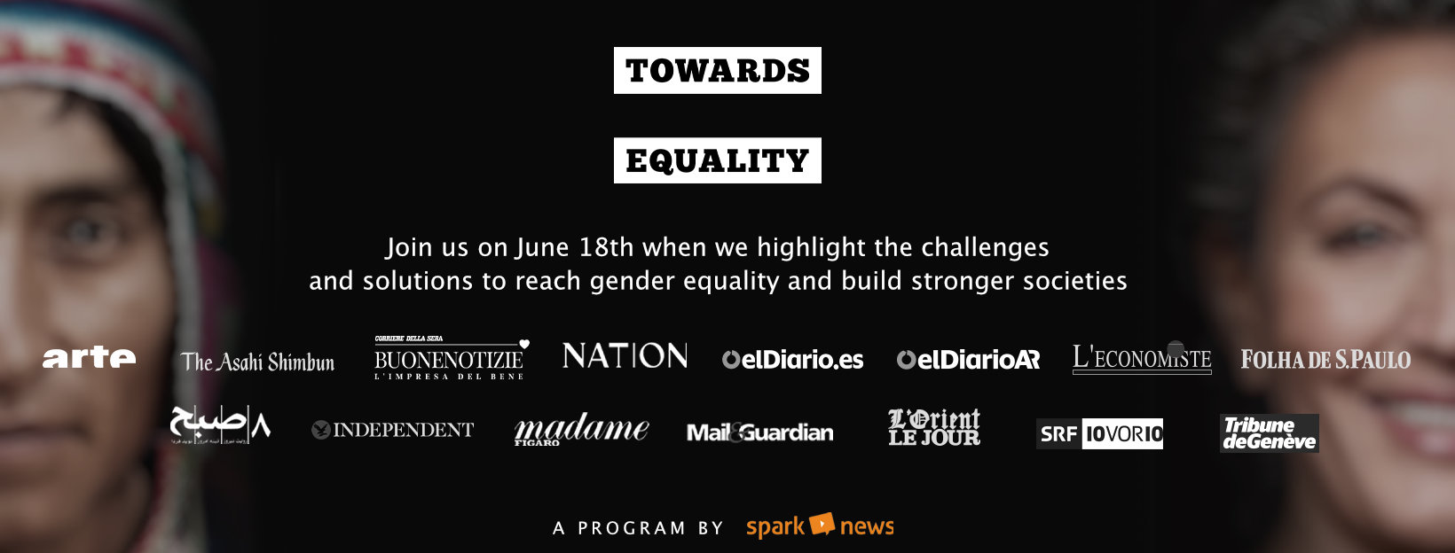 Towards Equality title image with CTA to join us on June 18th