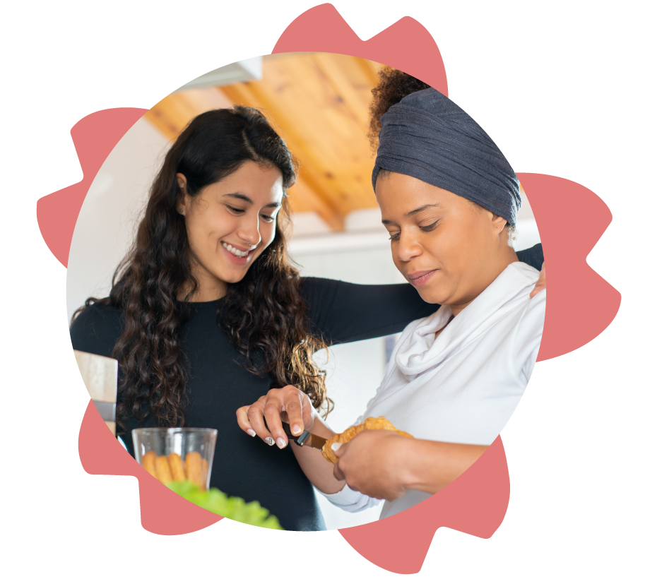 Two women cooking together